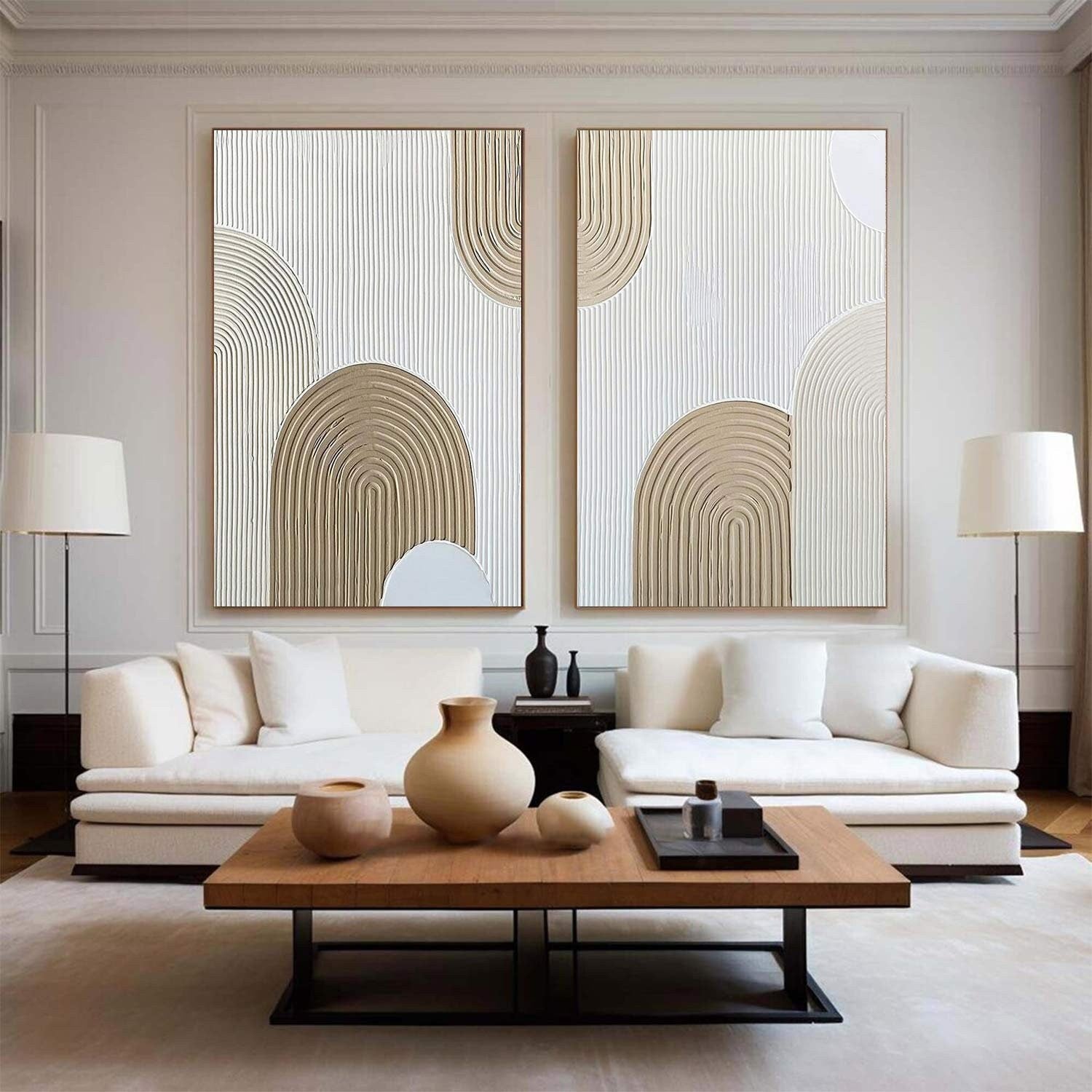 Beige Arch Painting Set – Minimalist Abstract Art (Unstretched) Canvas – Abstract Painting