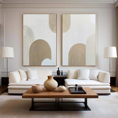 Beige Arch Painting Set – Minimalist Abstract Art (Unstretched) Canvas – Abstract Painting