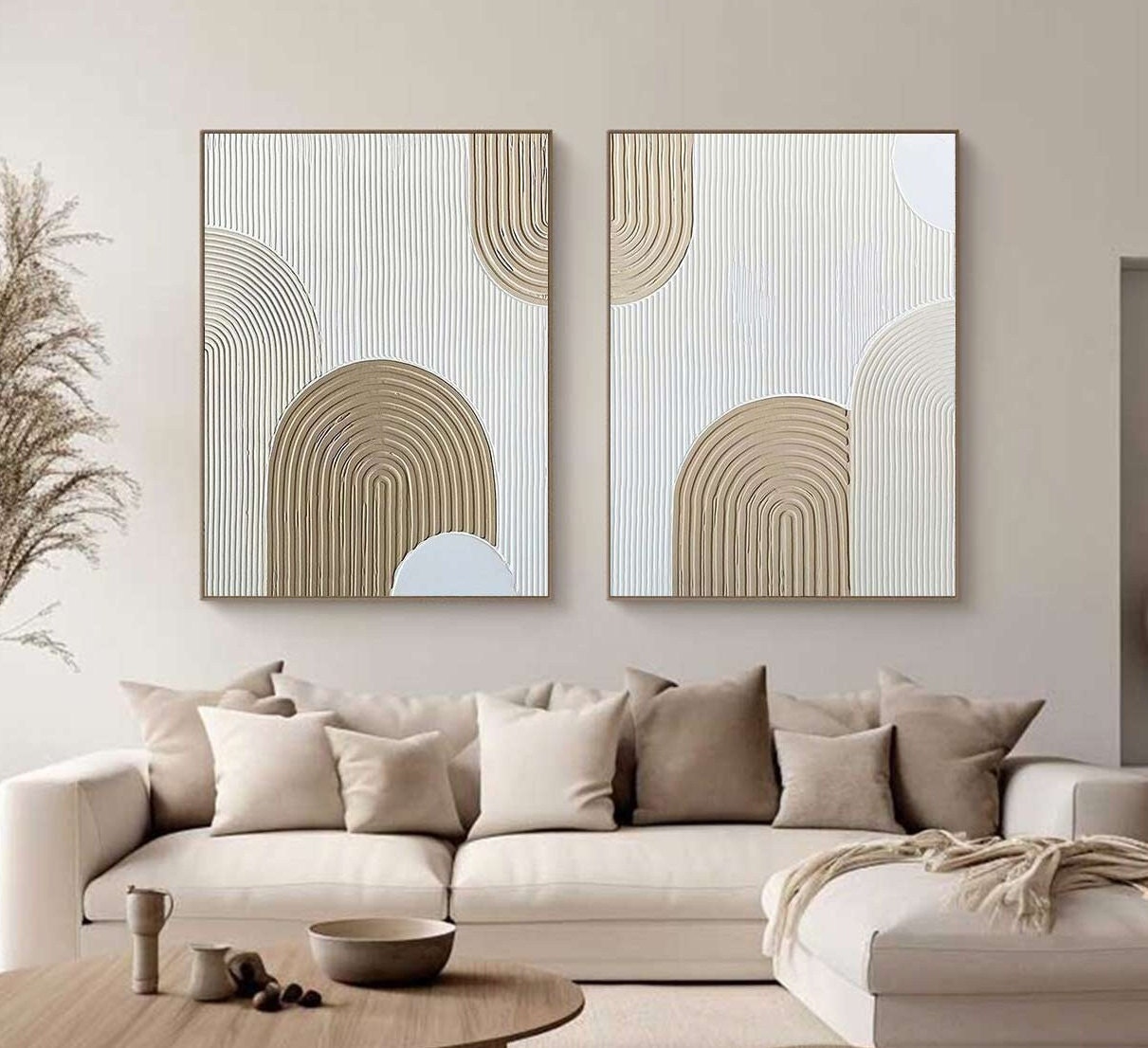 Beige Arch Painting Set – Minimalist Abstract Art (Unstretched) Canvas – Abstract Painting