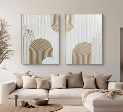 Beige Arch Painting Set – Minimalist Abstract Art (Unstretched) Canvas – Abstract Painting