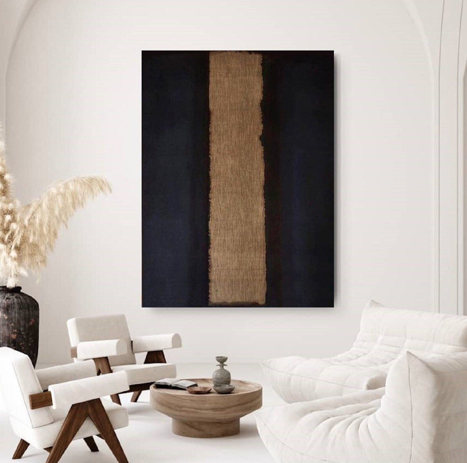 Black and Brown Abstract Textured Wall Art – Minimalist Painting – Abstract Painting