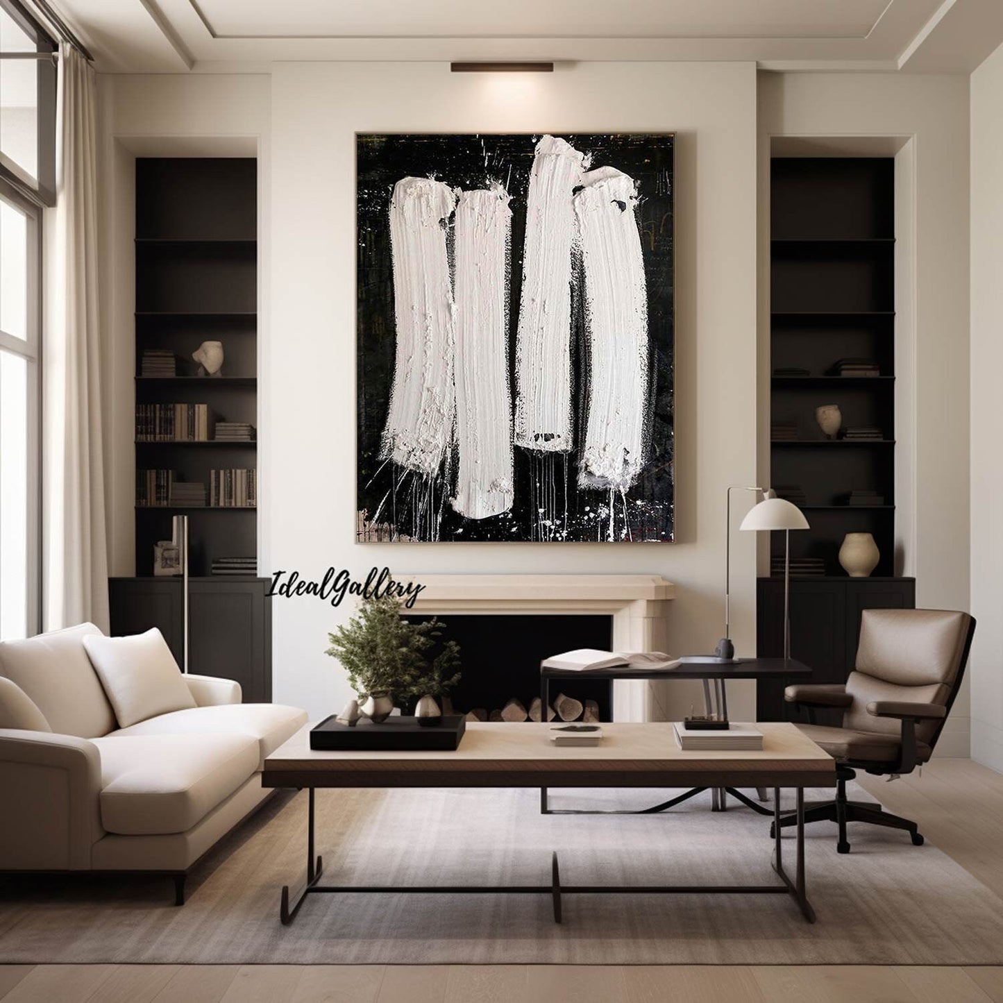 Black and White Textured Abstract Painting – Contemporary Wall Art