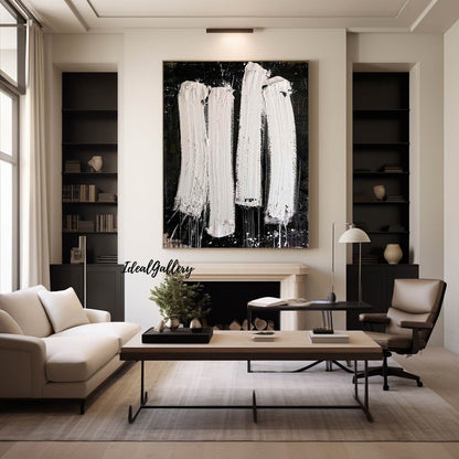 Black and White Textured Abstract Painting – Contemporary Wall Art