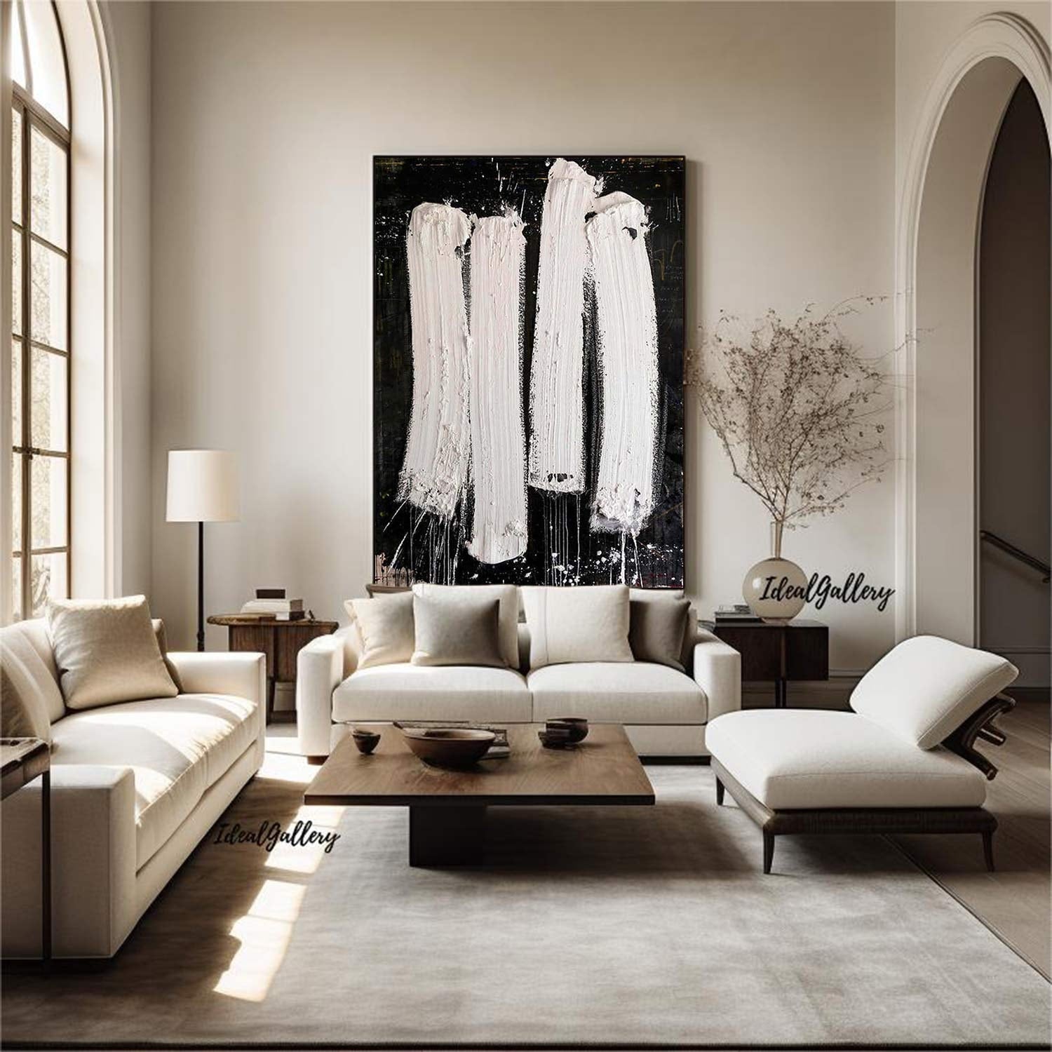 Black and White Textured Abstract Painting – Contemporary Wall Art