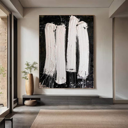 Black and White Textured Abstract Painting – Contemporary Wall Art