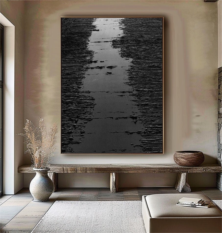Personalized Black Abstract Painting – Minimalist Wall Decor – Custom Painting