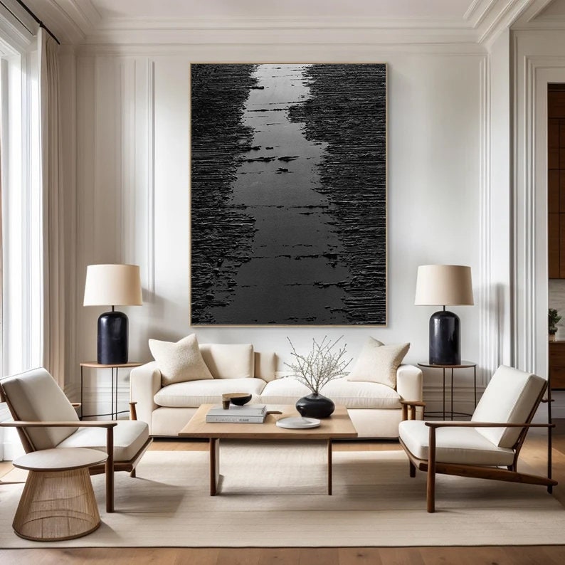 Personalized Black Abstract Painting – Minimalist Wall Decor – Custom Painting