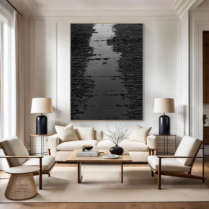 Personalized Black Abstract Painting – Minimalist Wall Decor – Custom Painting