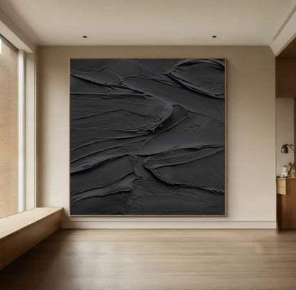 Black 3D Textured Wall Art – Minimalist Painting – Abstract Painting