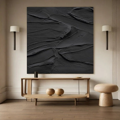 Black 3D Textured Wall Art – Minimalist Painting – Abstract Painting