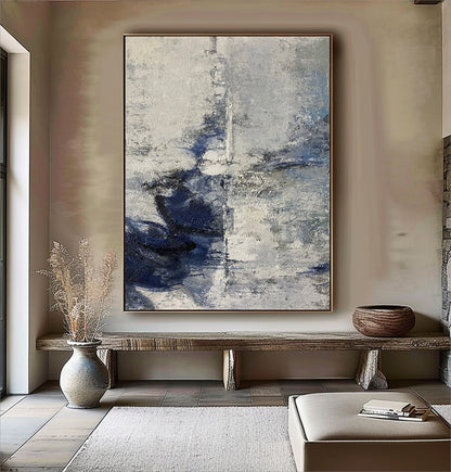 Minimalist Blue Abstract Painting on Canvas – Contemporary Wall Art