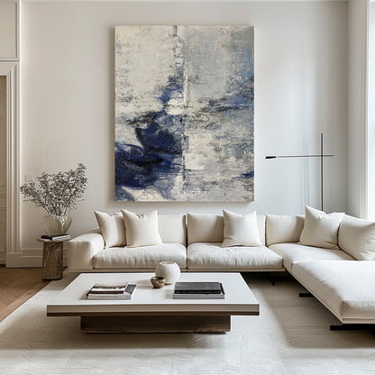 Minimalist Blue Abstract Painting on Canvas – Contemporary Wall Art