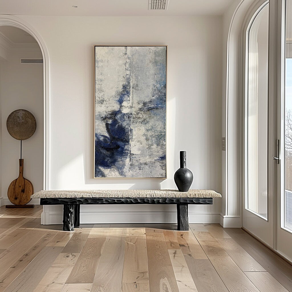 Minimalist Blue Abstract Painting on Canvas – Contemporary Wall Art
