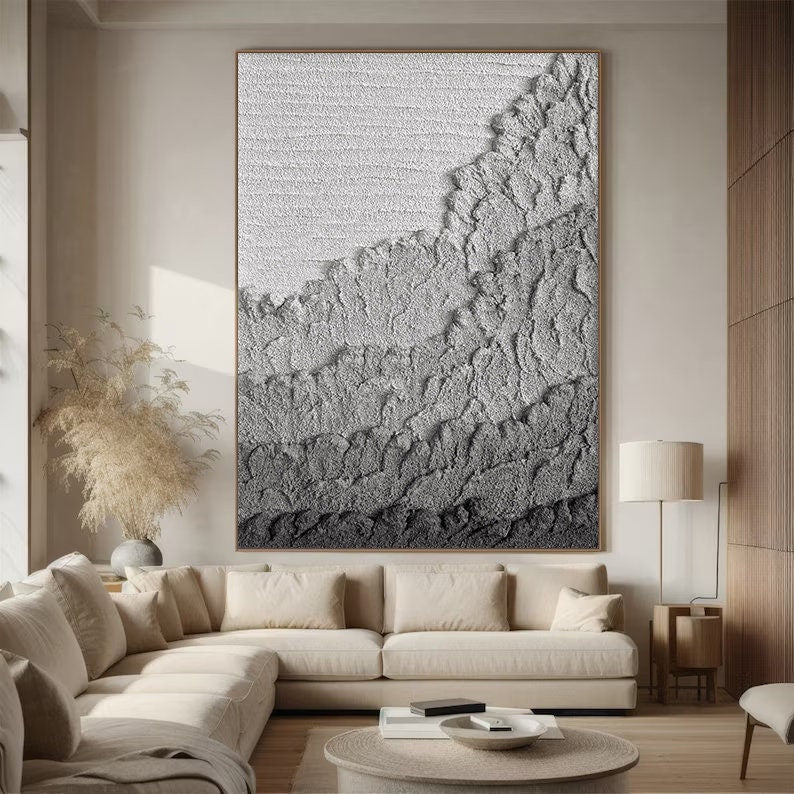 Black Textured Abstract Painting – Large 3D Wall Decor