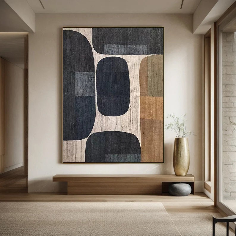 Black Beige Minimalist Canvas Art Black Beige Wabi-Sabi Wall Art Black Beige – Abstract Painting