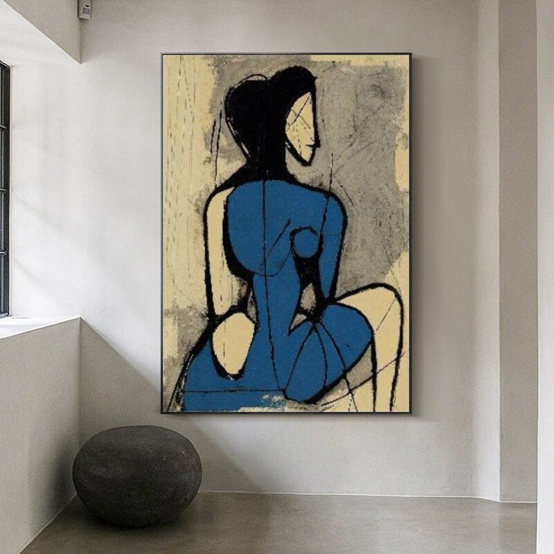 Original Abstract Canvas Wall Art, Large Geometric Figure Acrylic Painting on Canvas,modern Minimalist Artwork for Living Room,bedroom Decor