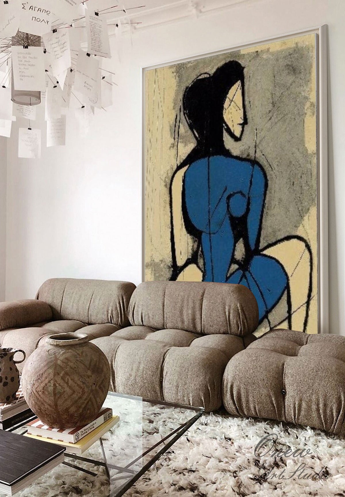 Original Abstract Canvas Wall Art, Large Geometric Figure Acrylic Painting on Canvas,modern Minimalist Artwork for Living Room,bedroom Decor