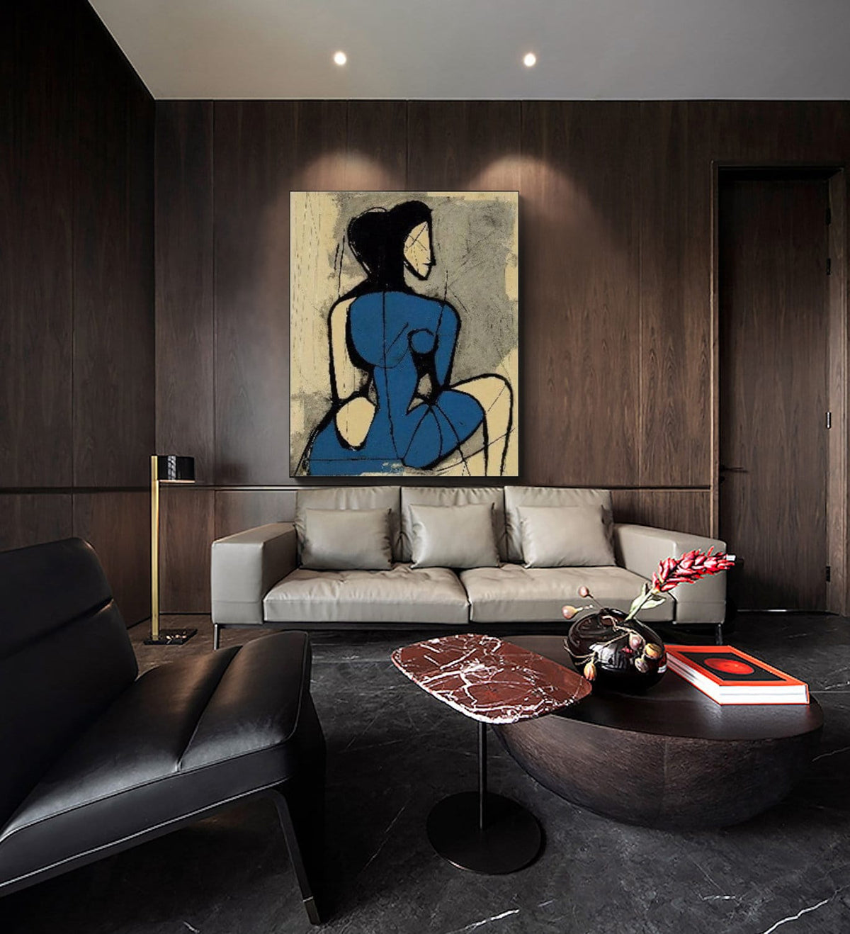 Original Abstract Canvas Wall Art, Large Geometric Figure Acrylic Painting on Canvas,modern Minimalist Artwork for Living Room,bedroom Decor