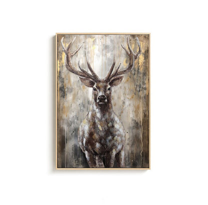 Large Abstract Deer Oil Painting on Canvas, Original Hand-painted Stag Canvas Wall Art, Modern Animal Painting for Living Room, Home Decor