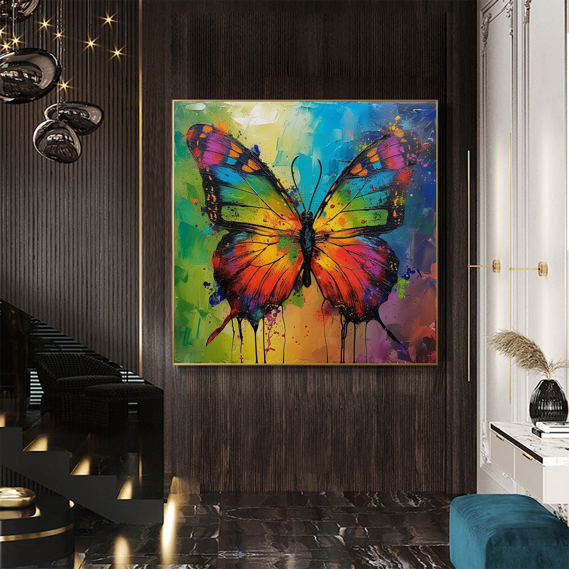Original – Colorful Butterfly Animal Wall Art | Abstract Oil Painting, view 2