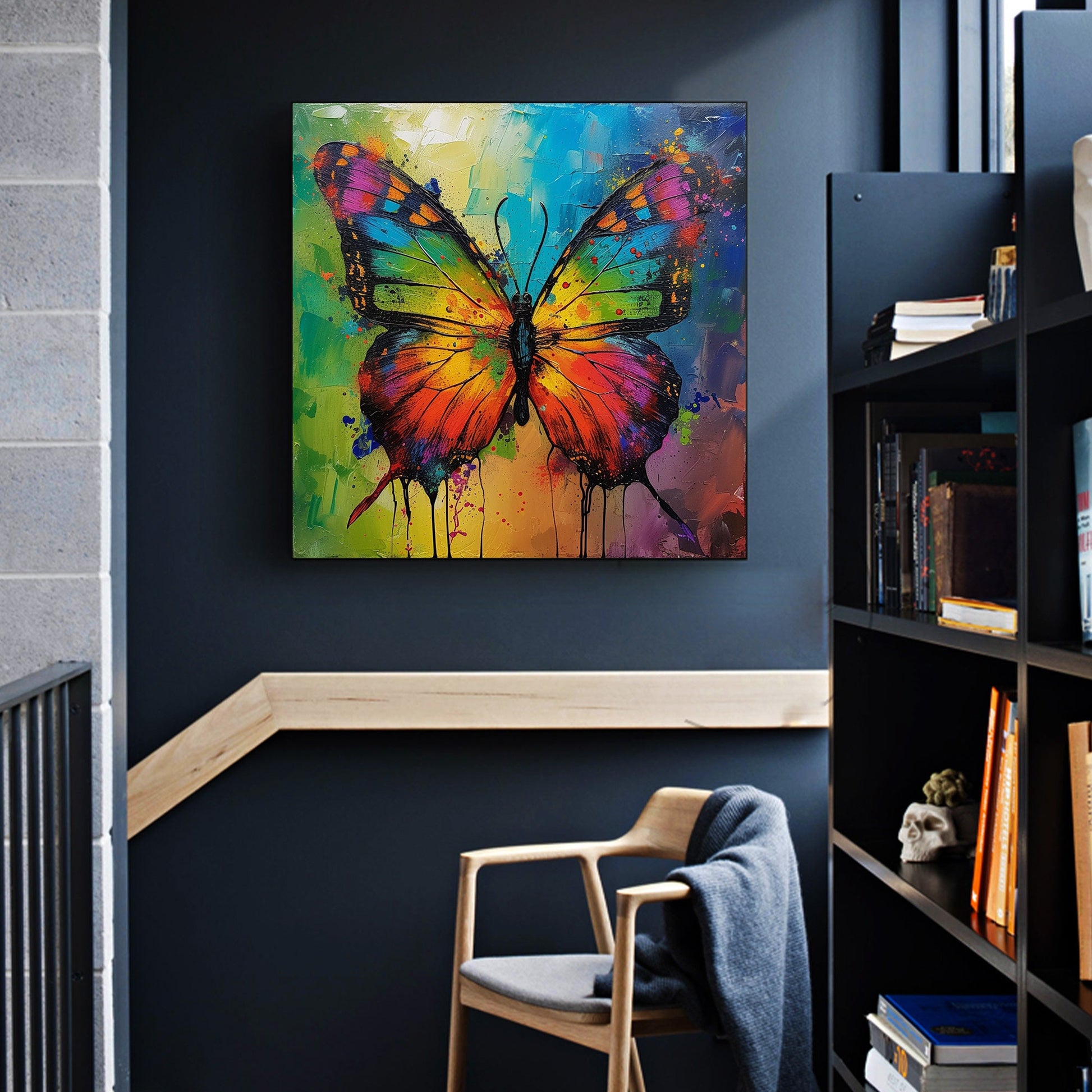 Original – Colorful Butterfly Animal Wall Art | Abstract Oil Painting, view 4
