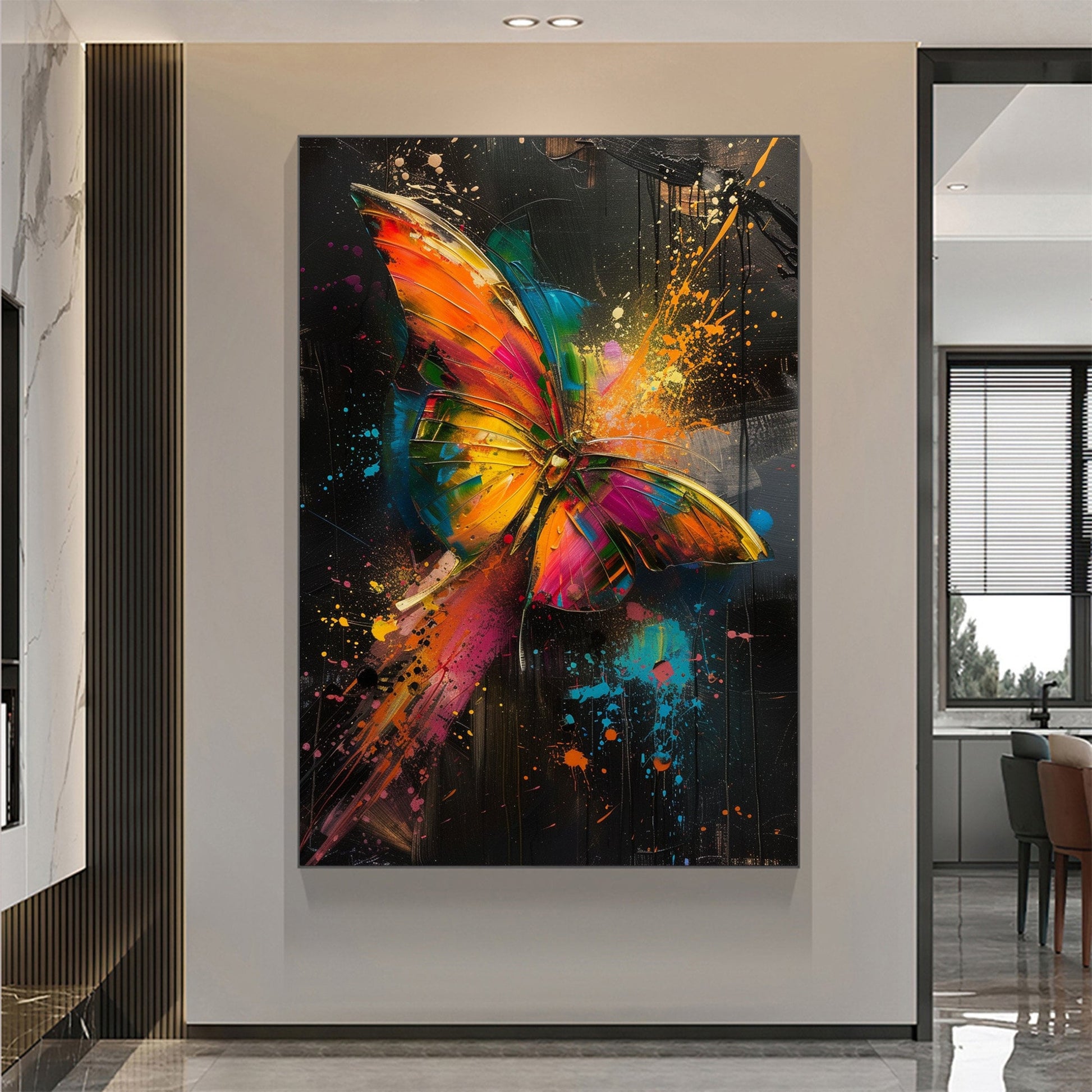 Original – Colorful Butterfly Animal Wall Art | Abstract Oil Painting, view 4