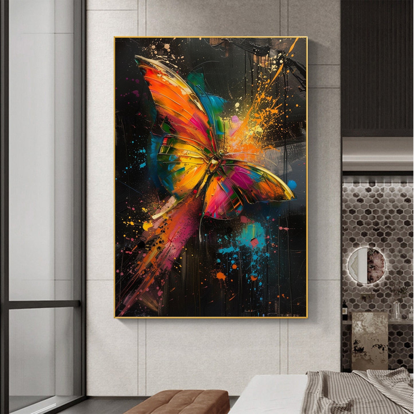 Colorful Abstract Butterfly Animal Wall Art Oil Painting