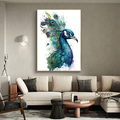 Hand Painted Peacock Oil Painting on Canvas, Large Abstract Peacock Canvas Wall Art, Original Animal Wall Art for Living Room, Bedroom Decor