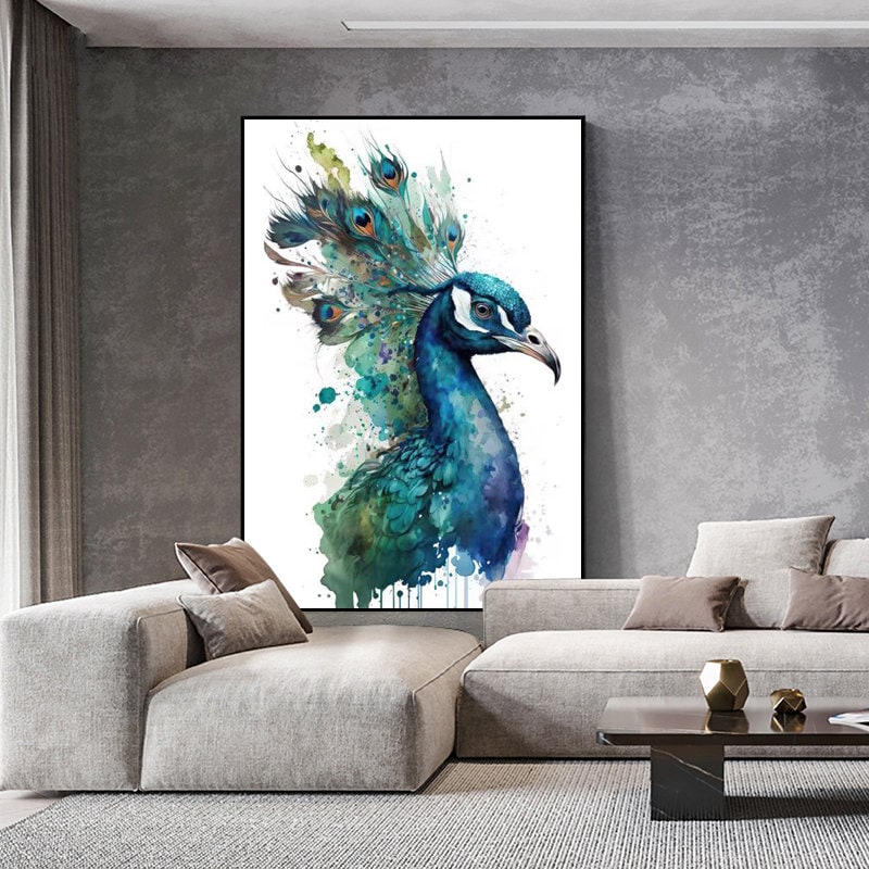 Hand Painted Peacock Oil Painting on Canvas, Large Abstract Peacock Canvas Wall Art, Original Animal Wall Art for Living Room, Bedroom Decor