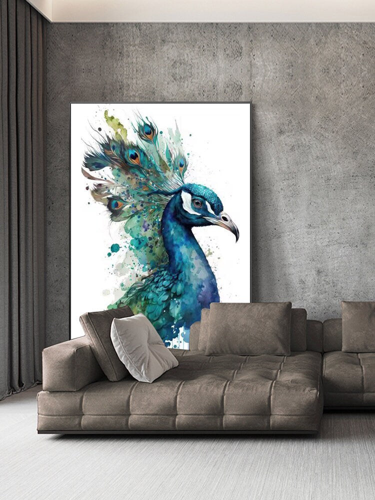 Hand Painted Peacock Oil Painting on Canvas, Large Abstract Peacock Canvas Wall Art, Original Animal Wall Art for Living Room, Bedroom Decor
