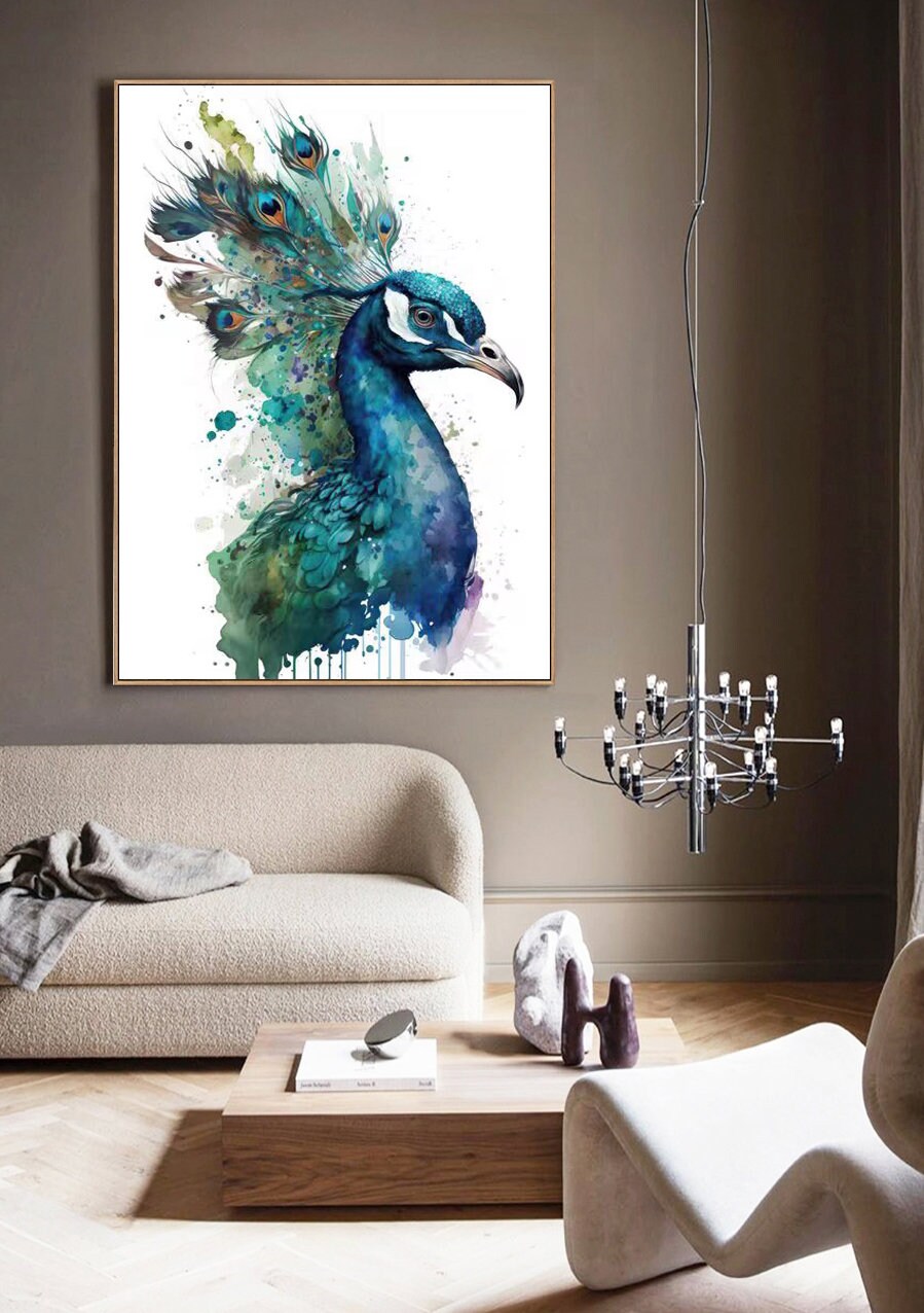 Hand Painted Peacock Oil Painting on Canvas, Large Abstract Peacock Canvas Wall Art, Original Animal Wall Art for Living Room, Bedroom Decor