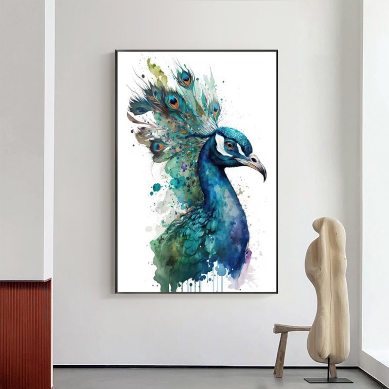Hand Painted Peacock Oil Painting on Canvas, Large Abstract Peacock Canvas Wall Art, Original Animal Wall Art for Living Room, Bedroom Decor