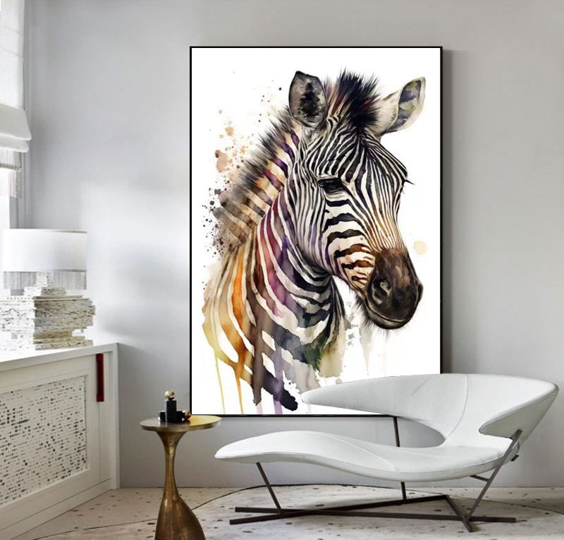 Large Abstract Zebra Oil Painting on Canvas, Original Zebra Canvas Wall Art, Modern Hand-painted Animal Painting for Living Room, Home Decor
