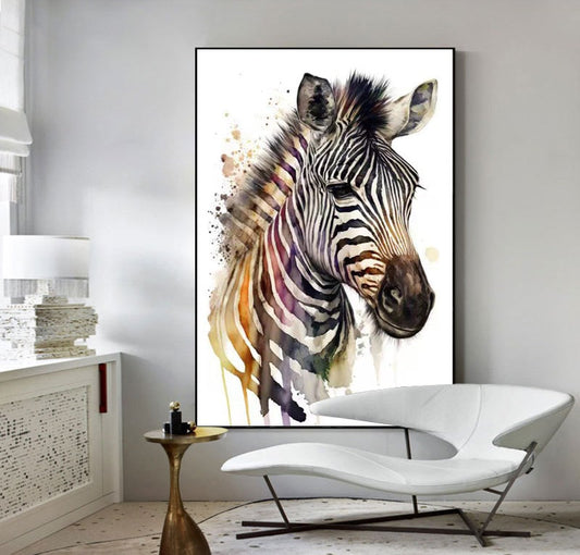 Large Abstract Zebra Oil Painting on Canvas, Original Zebra Canvas Wall Art, Modern Hand-painted Animal Painting for Living Room, Home Decor