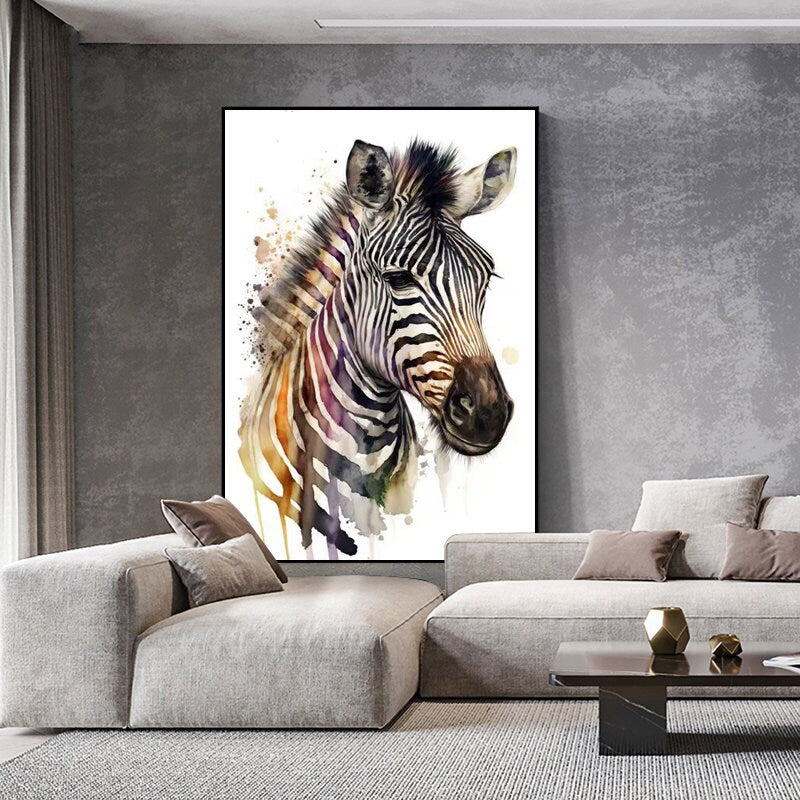 Large Abstract Zebra Oil Painting on Canvas, Original Zebra Canvas Wall Art, Modern Hand-painted Animal Painting for Living Room, Home Decor