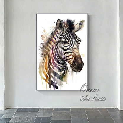 Large Abstract Zebra Oil Painting on Canvas, Original Zebra Canvas Wall Art, Modern Hand-painted Animal Painting for Living Room, Home Decor