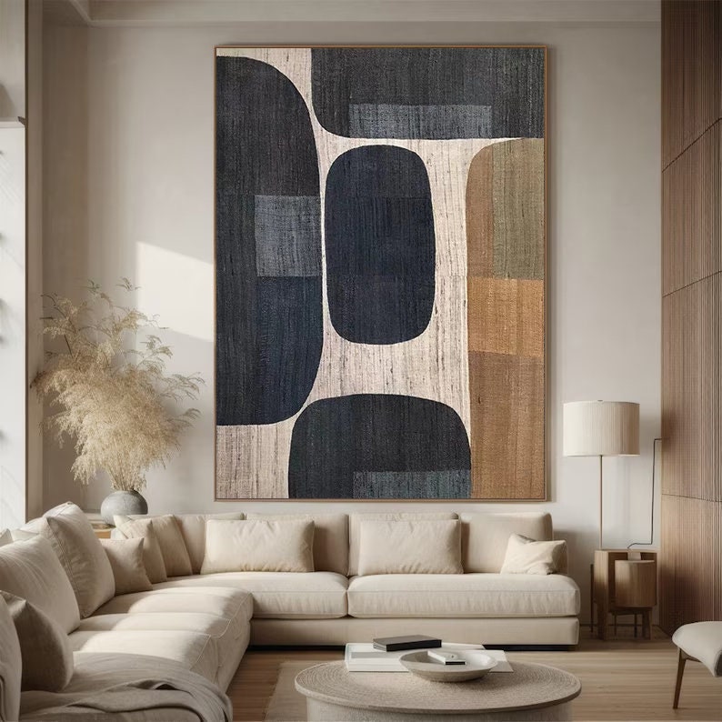 Black Beige Minimalist Canvas Art Black Beige Wabi-Sabi Wall Art Black Beige – Abstract Painting