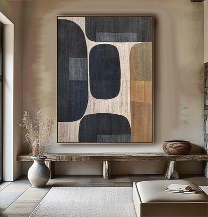 Black Beige Minimalist Canvas Art Black Beige Wabi-Sabi Wall Art Black Beige – Abstract Painting