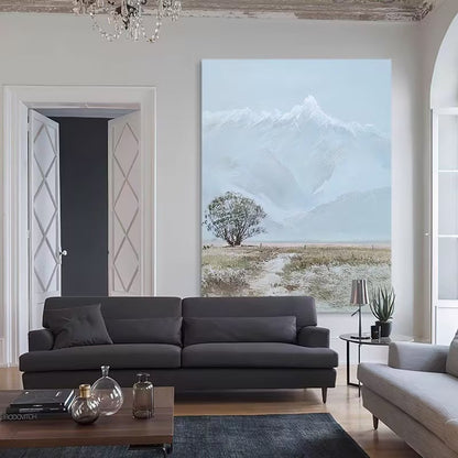 Large Abstract Landscape Oil Painting on Canvas, Original Snowy Mountain Canvas Wall Art, Modern Nature Wall Art for Living Room, Home Décor