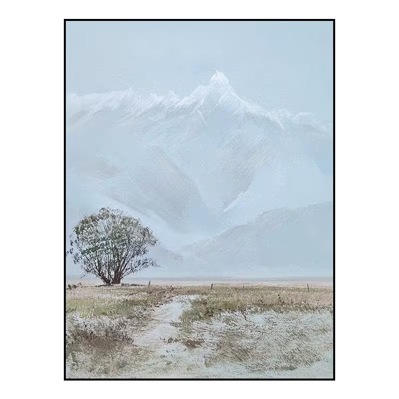 Large Abstract Landscape Oil Painting on Canvas, Original Snowy Mountain Canvas Wall Art, Modern Nature Wall Art for Living Room, Home Décor