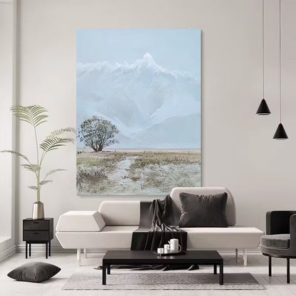 Large Abstract Landscape Oil Painting on Canvas, Original Snowy Mountain Canvas Wall Art, Modern Nature Wall Art for Living Room, Home Décor