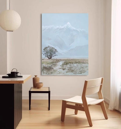 Large Abstract Landscape Oil Painting on Canvas, Original Snowy Mountain Canvas Wall Art, Modern Nature Wall Art for Living Room, Home Décor
