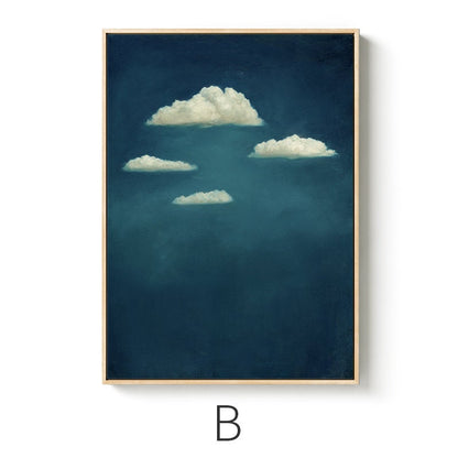Abstract Cloud and Night Sky Oil Painting on Canvas, Original Blue and White Canvas Wall Art, Large Celestial Cloud Painting for Living Room
