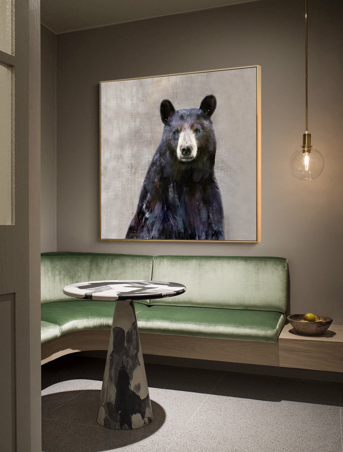 Large Abstract Black Bear Canvas Wall Art, Original Hand-painted Bear Oil Painting on Canvas, Modern Animal Painting for Living Room Bedroom