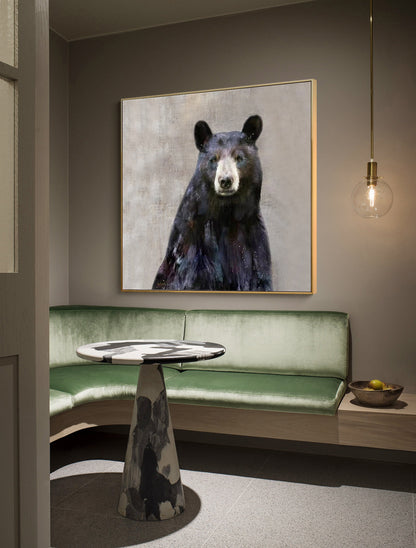 Large Abstract Black Bear Canvas Wall Art, Original Hand-painted Bear Oil Painting on Canvas, Modern Animal Painting for Living Room Bedroom