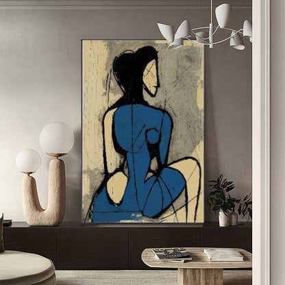 Original Abstract Canvas Wall Art, Large Geometric Figure Acrylic Painting on Canvas,modern Minimalist Artwork for Living Room,bedroom Decor