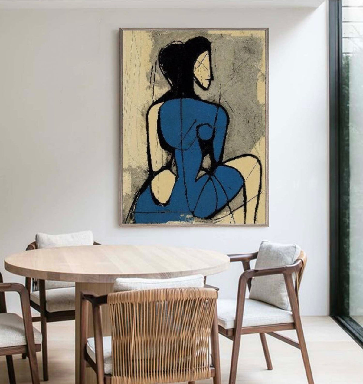 Original Abstract Canvas Wall Art, Large Geometric Figure Acrylic Painting on Canvas,modern Minimalist Artwork for Living Room,bedroom Decor