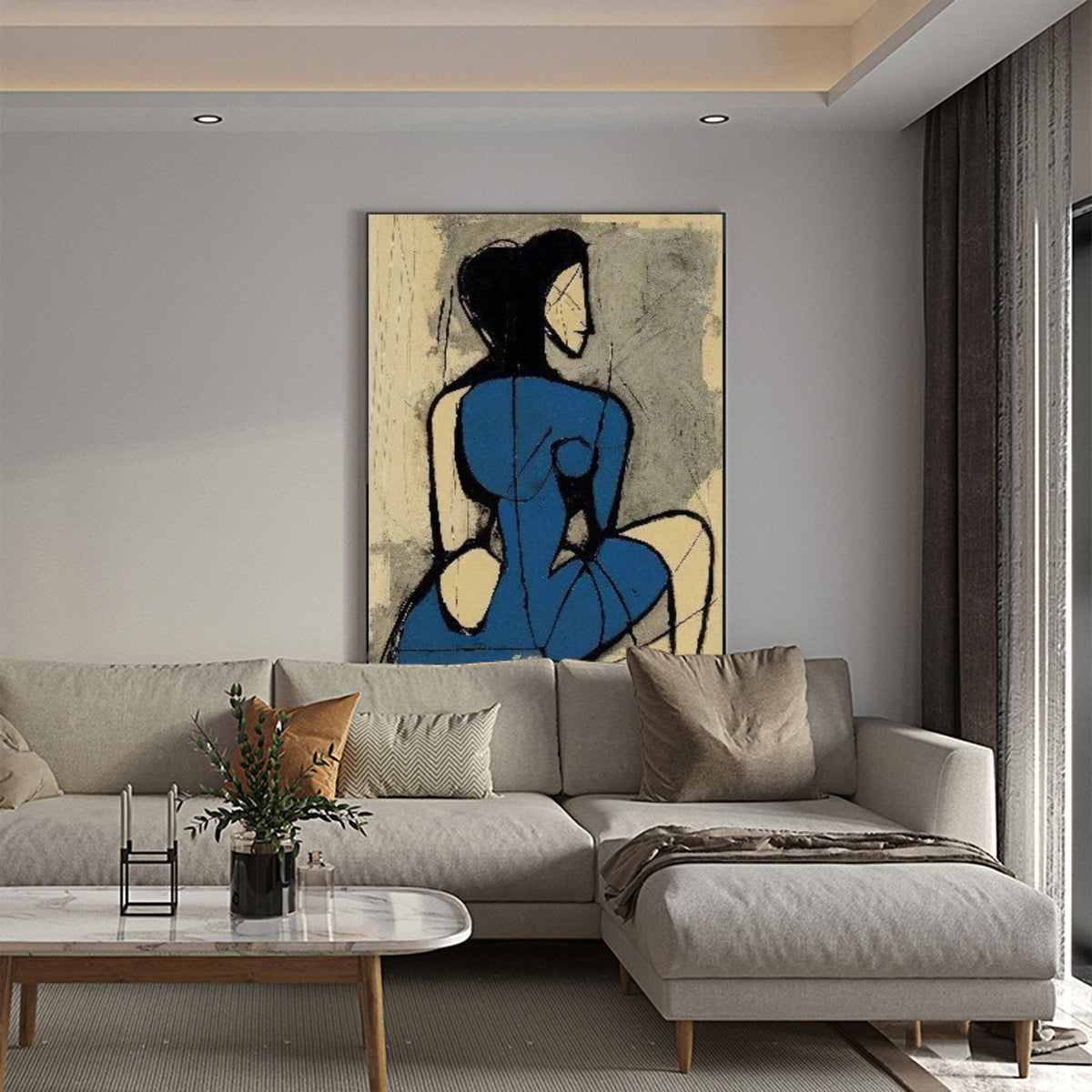 Original Abstract Canvas Wall Art, Large Geometric Figure Acrylic Painting on Canvas,modern Minimalist Artwork for Living Room,bedroom Decor