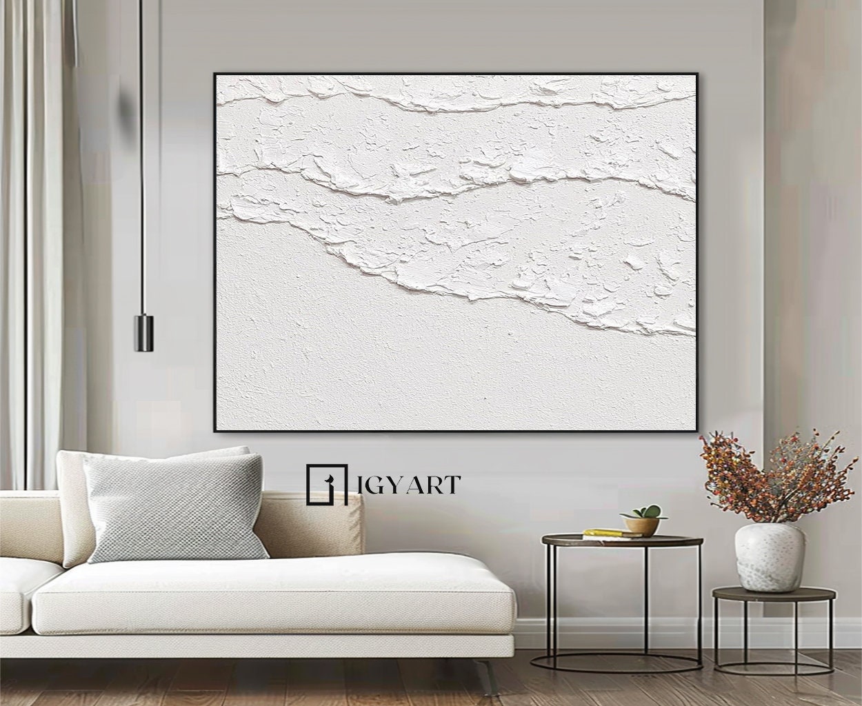 Minimalist White 3D Textured Abstract Painting – Modern Wall Art
