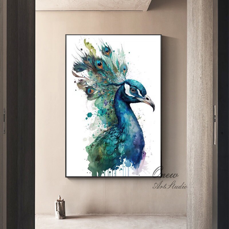 Hand Painted Peacock Oil Painting on Canvas, Large Abstract Peacock Canvas Wall Art, Original Animal Wall Art for Living Room, Bedroom Decor